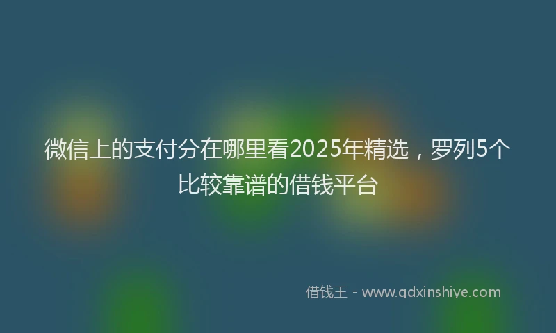 微信上的支付分在哪里看2025年精选，罗列5个比较靠谱的借钱平台