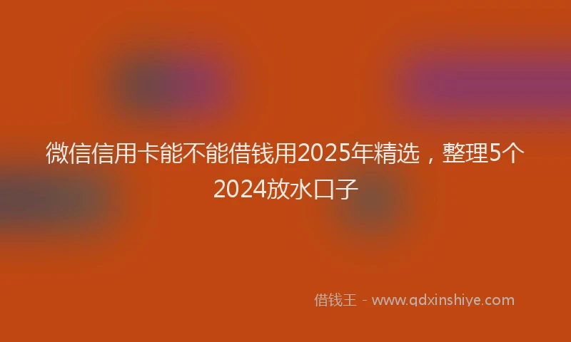 微信信用卡能不能借钱用2025年精选，整理5个2024放水口子