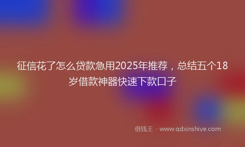 征信花了怎么贷款急用2025年推荐，总结五个18岁借款神器快速下款口子