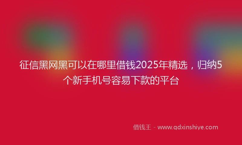 征信黑网黑可以在哪里借钱2025年精选，归纳5个新手机号容易下款的平台