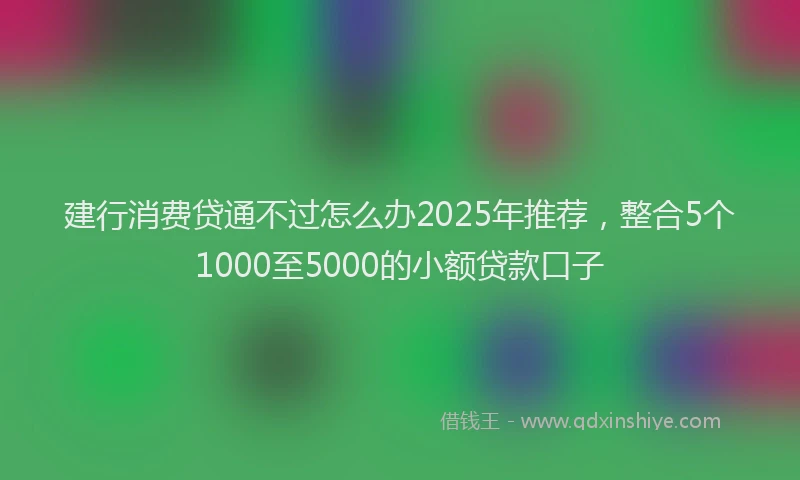 建行消费贷通不过怎么办2025年推荐，整合5个1000至5000的小额贷款口子