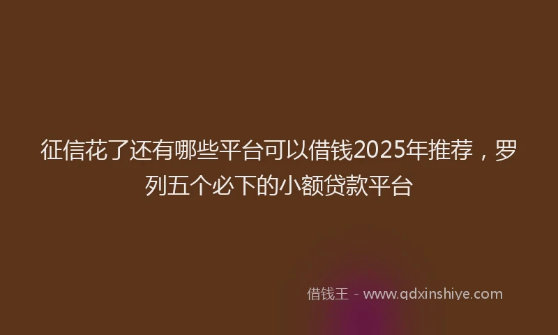 征信花了还有哪些平台可以借钱2025年推荐，罗列五个必下的小额贷款平台