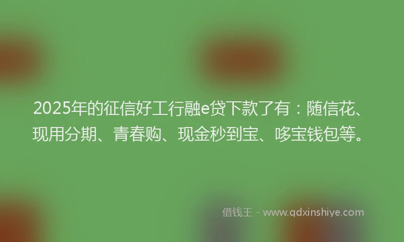 2025年的征信好工行融e贷下款了有：随信花、现用分期、青春购、现金秒到宝、哆宝钱包等。