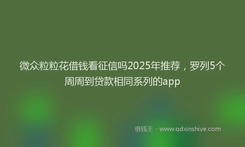 微众粒粒花借钱看征信吗2025年推荐，罗列5个周周到贷款相同系列的app
