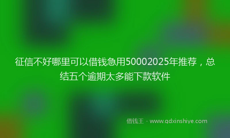 征信不好哪里可以借钱急用50002025年推荐，总结五个逾期太多能下款软件