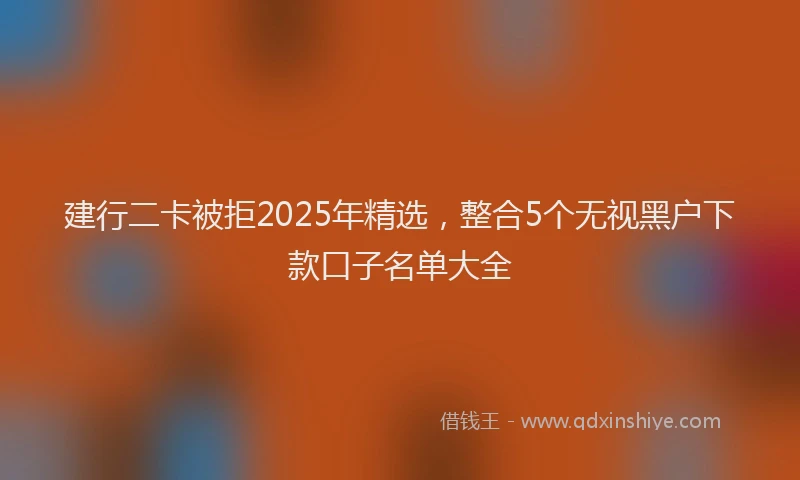 建行二卡被拒2025年精选，整合5个无视黑户下款口子名单大全
