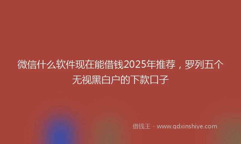 微信什么软件现在能借钱2025年推荐，罗列五个无视黑白户的下款口子