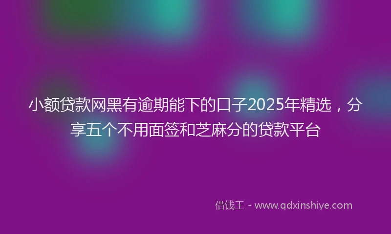 小额贷款网黑有逾期能下的口子2025年精选，分享五个不用面签和芝麻分的贷款平台