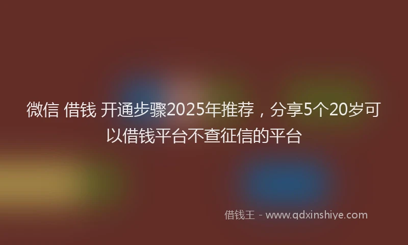 微信 借钱 开通步骤2025年推荐，分享5个20岁可以借钱平台不查征信的平台
