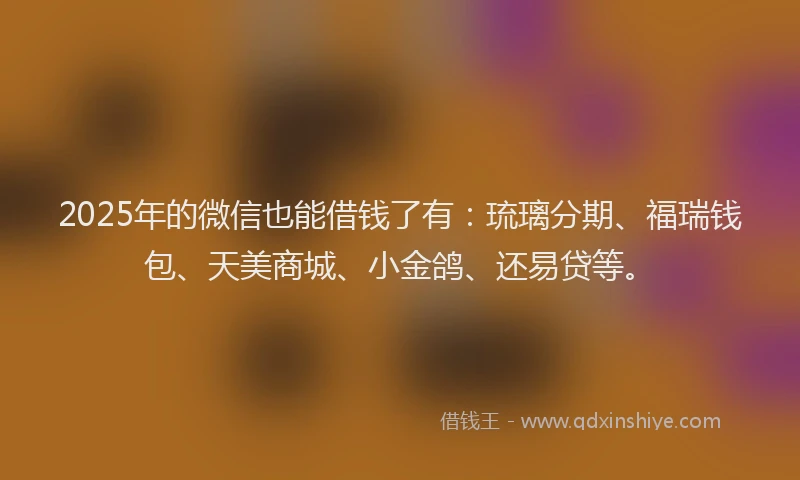 2025年的微信也能借钱了有：琉璃分期、福瑞钱包、天美商城、小金鸽、还易贷等。
