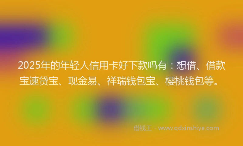 2025年的年轻人信用卡好下款吗有：想借、借款宝速贷宝、现金易、祥瑞钱包宝、樱桃钱包等。
