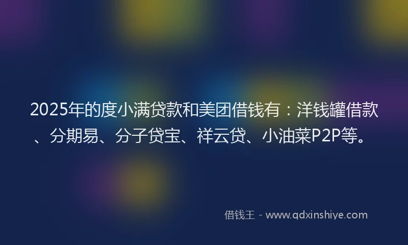 2025年的度小满贷款和美团借钱有：洋钱罐借款、分期易、分子贷宝、祥云贷、小油菜P2P等。