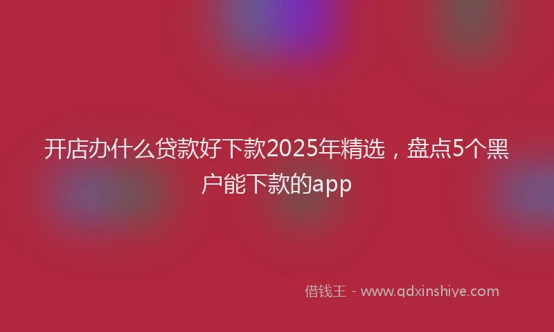 开店办什么贷款好下款2025年精选，盘点5个黑户能下款的app