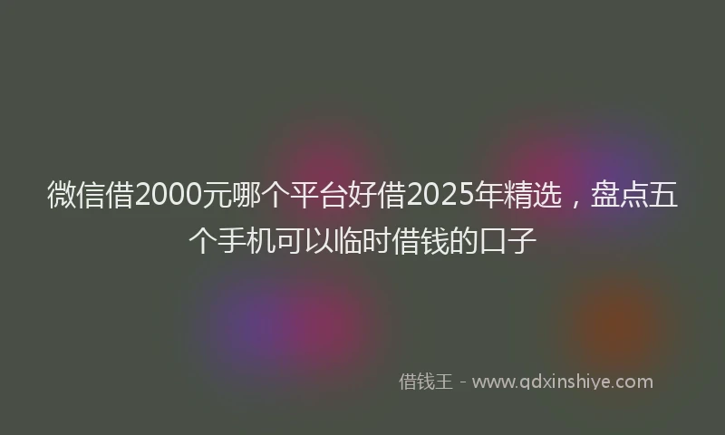 微信借2000元哪个平台好借2025年精选，盘点五个手机可以临时借钱的口子