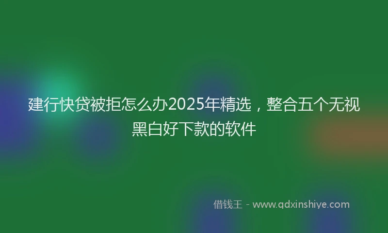 建行快贷被拒怎么办2025年精选，整合五个无视黑白好下款的软件