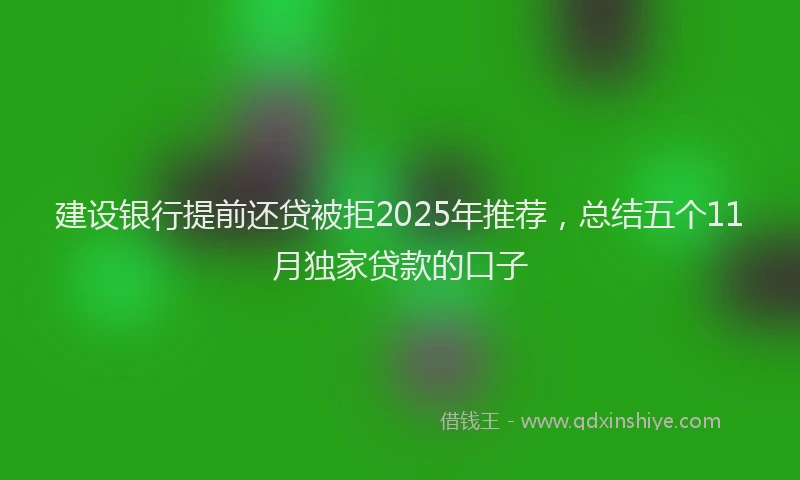 建设银行提前还贷被拒2025年推荐，总结五个11月独家贷款的口子