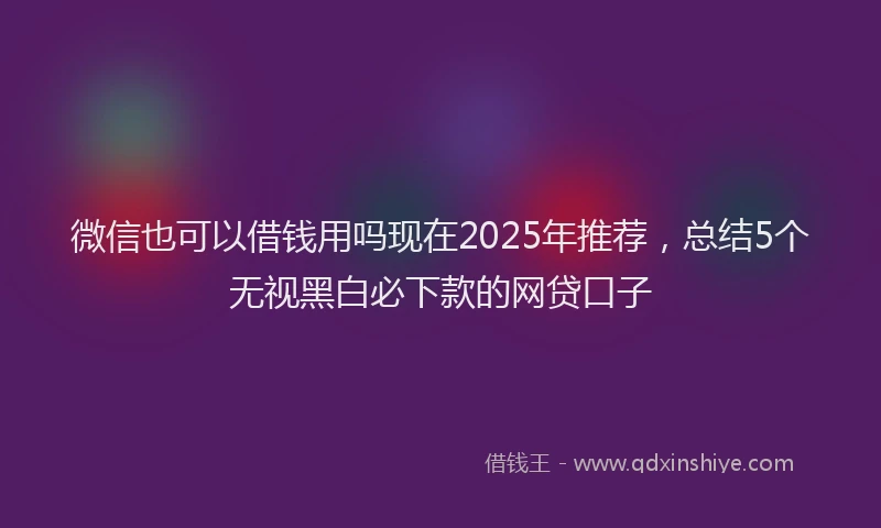 微信也可以借钱用吗现在2025年推荐，总结5个无视黑白必下款的网贷口子