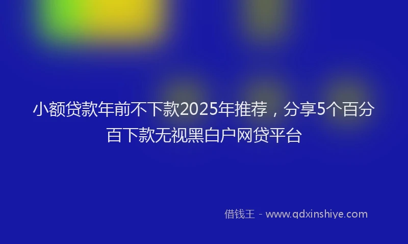 小额贷款年前不下款2025年推荐，分享5个百分百下款无视黑白户网贷平台