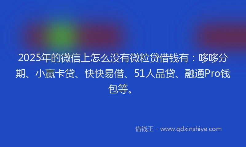 2025年的微信上怎么没有微粒贷借钱有：哆哆分期、小赢卡贷、快快易借、51人品贷、融通Pro钱包等。