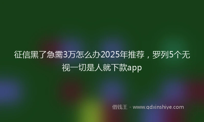 征信黑了急需3万怎么办2025年推荐，罗列5个无视一切是人就下款app