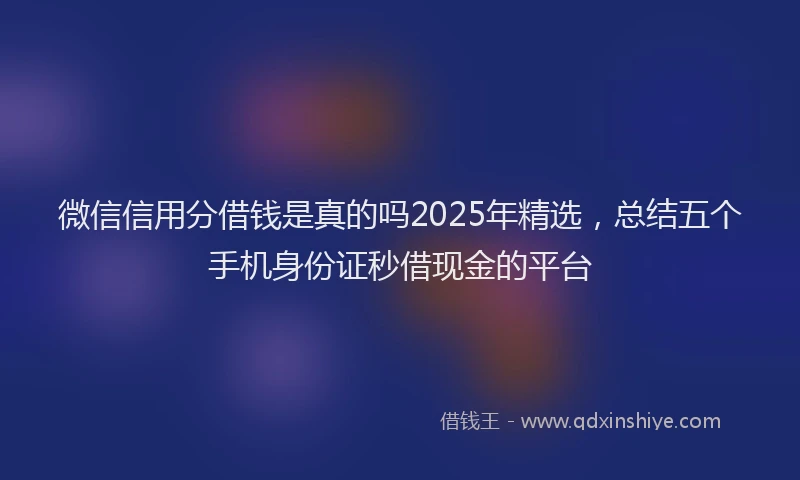 微信信用分借钱是真的吗2025年精选，总结五个手机身份证秒借现金的平台