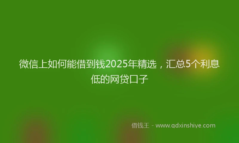 微信上如何能借到钱2025年精选，汇总5个利息低的网贷口子