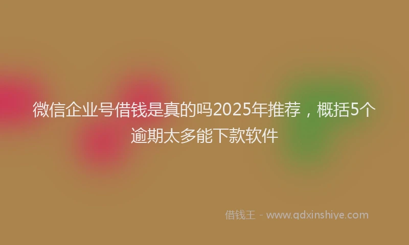 微信企业号借钱是真的吗2025年推荐，概括5个逾期太多能下款软件