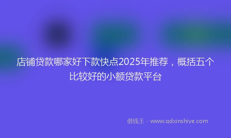 店铺贷款哪家好下款快点2025年推荐，概括五个比较好的小额贷款平台