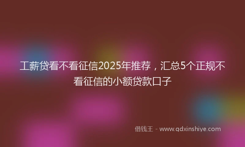 工薪贷看不看征信2025年推荐，汇总5个正规不看征信的小额贷款口子