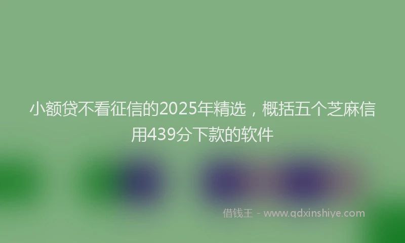 小额贷不看征信的2025年精选，概括五个芝麻信用439分下款的软件