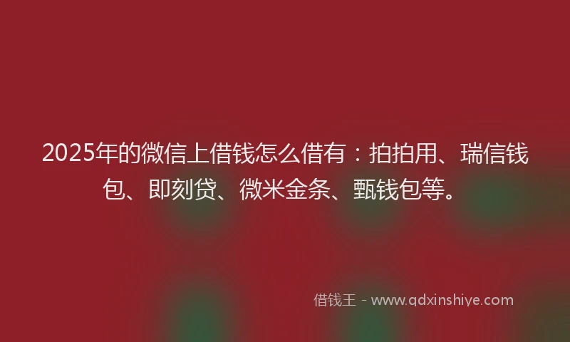 2025年的微信上借钱怎么借有：拍拍用、瑞信钱包、即刻贷、微米金条、甄钱包等。