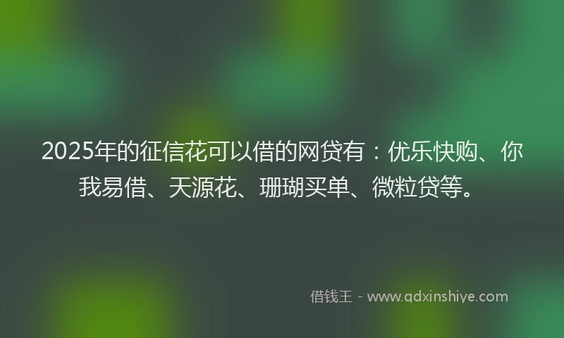 2025年的征信花可以借的网贷有：优乐快购、你我易借、天源花、珊瑚买单、微粒贷等。