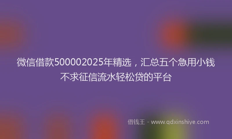 微信借款500002025年精选，汇总五个急用小钱不求征信流水轻松贷的平台