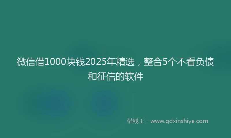 微信借1000块钱2025年精选，整合5个不看负债和征信的软件
