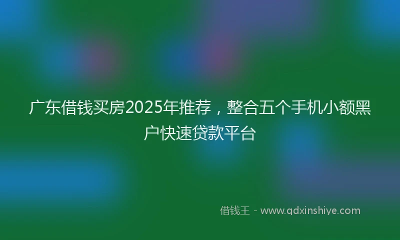 广东借钱买房2025年推荐，整合五个手机小额黑户快速贷款平台