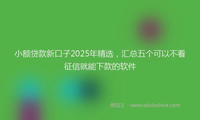 小额贷款新口子2025年精选，汇总五个可以不看征信就能下款的软件