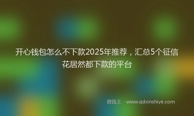 开心钱包怎么不下款2025年推荐，汇总5个征信花居然都下款的平台