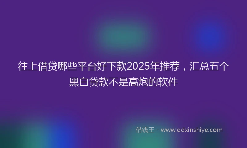 往上借贷哪些平台好下款2025年推荐，汇总五个黑白贷款不是高炮的软件