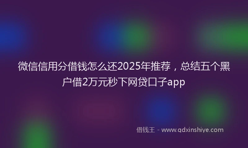 微信信用分借钱怎么还2025年推荐，总结五个黑户借2万元秒下网贷口子app