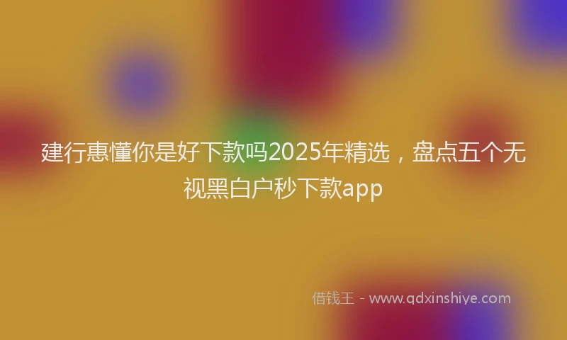 建行惠懂你是好下款吗2025年精选，盘点五个无视黑白户秒下款app