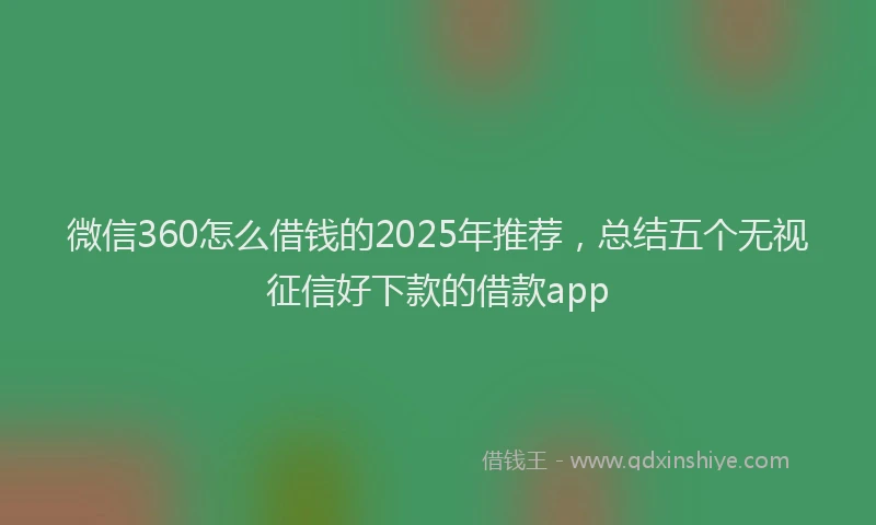 微信360怎么借钱的2025年推荐，总结五个无视征信好下款的借款app