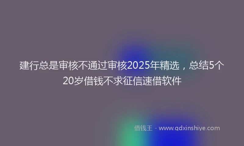 建行总是审核不通过审核2025年精选，总结5个20岁借钱不求征信速借软件