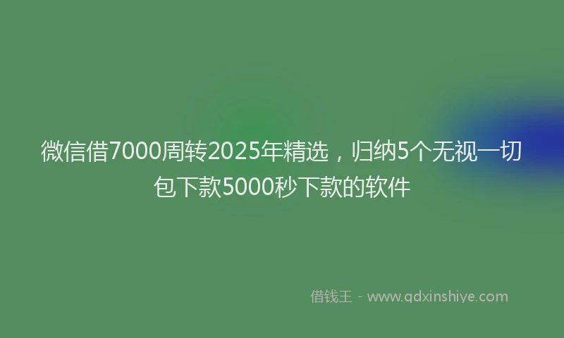 微信借7000周转2025年精选，归纳5个无视一切包下款5000秒下款的软件