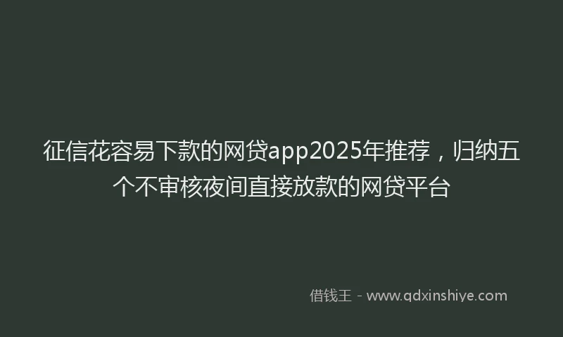 征信花容易下款的网贷app2025年推荐，归纳五个不审核夜间直接放款的网贷平台