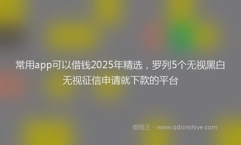 常用app可以借钱2025年精选，罗列5个无视黑白无视征信申请就下款的平台