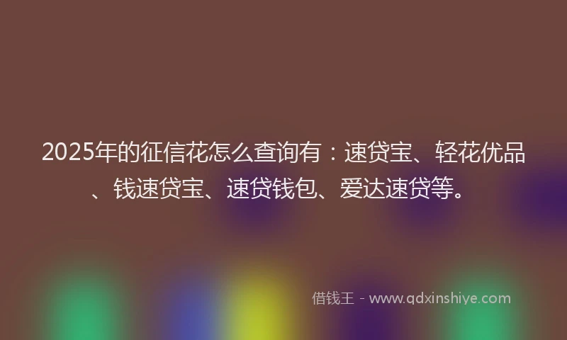 2025年的征信花怎么查询有：速贷宝、轻花优品、钱速贷宝、速贷钱包、爱达速贷等。