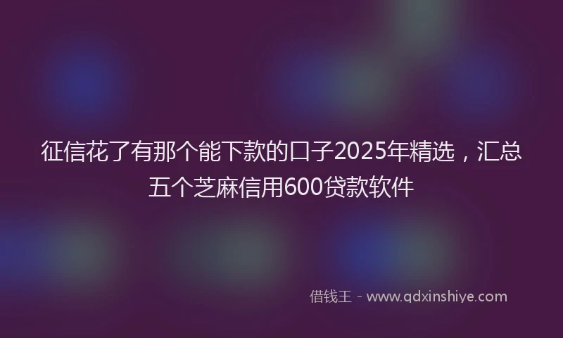 征信花了有那个能下款的口子2025年精选，汇总五个芝麻信用600贷款软件