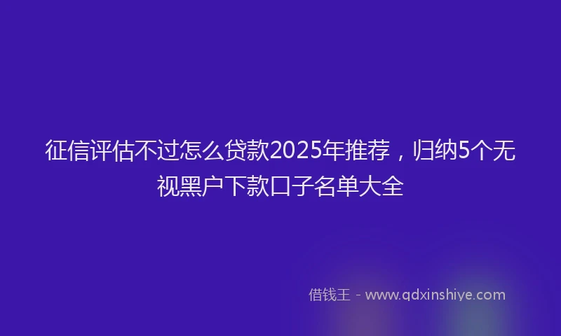 征信评估不过怎么贷款2025年推荐，归纳5个无视黑户下款口子名单大全