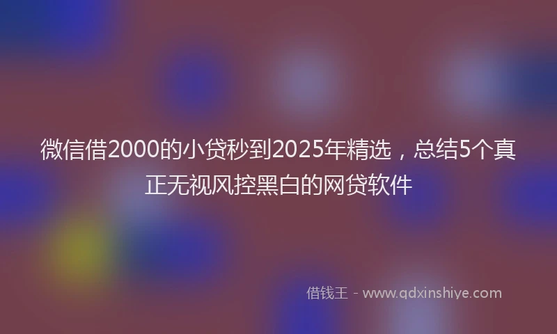 微信借2000的小贷秒到2025年精选，总结5个真正无视风控黑白的网贷软件