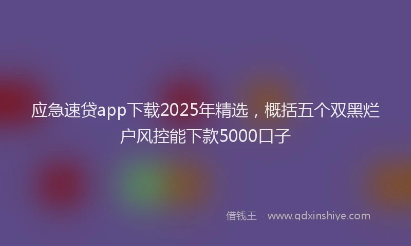 应急速贷app下载2025年精选，概括五个双黑烂户风控能下款5000口子